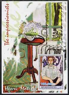Afghanistan 2001 The Impressionists - Henri Matisse #2 perf souvenir sheet unmounted mint, stamps on arts, stamps on matisse