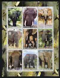 Benin 2003 Elephants perf sheetlet containing set of 9 values each with Scouts Logo unmounted mint, stamps on , stamps on  stamps on animals, stamps on  stamps on scouts, stamps on  stamps on elephants