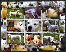 Kyrgyzstan 2004 Dogs - Dogo Argentino perf sheetlet containing 9 values each with Rotary logo unmounted mint, stamps on dogs, stamps on rotary