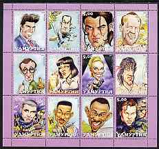 Udmurtia Republic 2001 Caricatures of Movie Stars #2 perf sheetlet containing set of 12 values unmounted mint, stamps on personalities, stamps on movies, stamps on films, stamps on cinema
