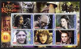 Congo 2003 Lord of the Rings #1 perf sheetlet containing set of 6 values unmounted mint, stamps on , stamps on  stamps on films, stamps on  stamps on movies, stamps on  stamps on literature, stamps on  stamps on fantasy, stamps on  stamps on entertainments, stamps on  stamps on 