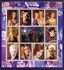Karakalpakia Republic 2002 Buffy the Vampire Slayer #2 perf sheetlet containing 12 values unmounted mint, stamps on women, stamps on entertainments, stamps on  tv , stamps on 