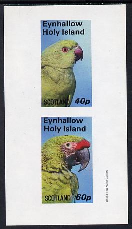 Eynhallow 1982 Parrots #03 imperf set of 2 values (40p & 60p) unmounted mint, stamps on birds  parrots