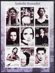 Benin 2002 Isabella Rossellini imperf sheetlet containing 9 values unmounted mint, stamps on personalities, stamps on films, stamps on entertainments, stamps on cinema