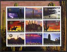 Congo 2003 Cacti imperf sheetlet containing 9 values each with Rotary Logo, unmounted mint, stamps on cacti, stamps on rotary, stamps on weather