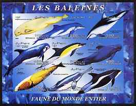 Somalia 2003 Whales & Dolphins imperf sheetlet containing 9 values unmounted mint, stamps on marine life, stamps on whales, stamps on dolphins