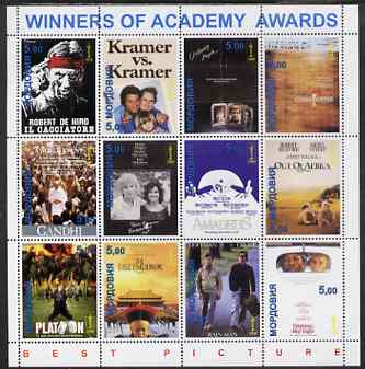 Mordovia Republic 2001 Academy Awards - Best Pictures 1978-1989 perf sheetlet containing set of 12 values unmounted mint, stamps on films, stamps on cinema, stamps on personalities, stamps on entertainments, stamps on 