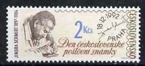 Czechoslovakia 1992 Stamp Day (Jindra Schmidt - engraver) 2k unmounted mint, SG3111, stamps on postal, stamps on stamp on stamp, stamps on stamponstamp