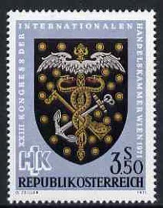 Austria 1971 International Chamber of Commerce Congress 3s 50 unmounted mint, SG1608, stamps on arms, stamps on heraldry