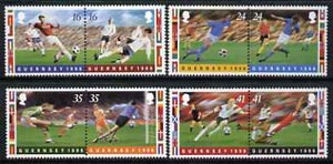 Guernsey 1996 European Football Championships set of 8 (4 se-tenant pairs) unmounted mint SG696-703, stamps on football, stamps on sport