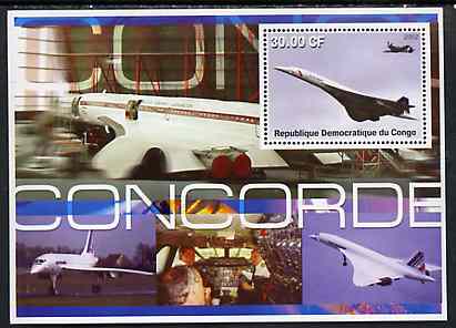 Congo 2002 Concorde perf s/sheet #01 unmounted mint, stamps on concorde, stamps on aviation