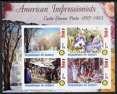 Guinea - Conakry 2003 American Impressionists - Custis Eleanor Parke imperf sheetlet containing set of 4 values each with Rotary Logo unmounted mint, stamps on arts, stamps on rotary, stamps on bicycles
