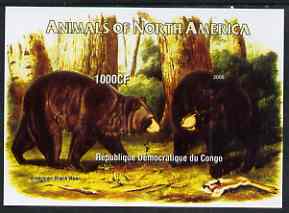 Congo 2005 Audubon Animals of North America (Bears) imperf m/sheet unmounted mint, stamps on animals, stamps on bears, stamps on audubon