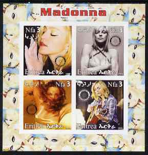 Eritrea 2003 Madonna #2 imperf sheetlet containing set of 4 values each with Rotary International Logo unmounted mint, stamps on personalities, stamps on entertainments, stamps on music, stamps on pops, stamps on rotary, stamps on women