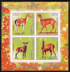 Benin 2003 World Fauna #17 - Deer imperf sheetlet containing 4 values unmounted mint, stamps on animals, stamps on deer