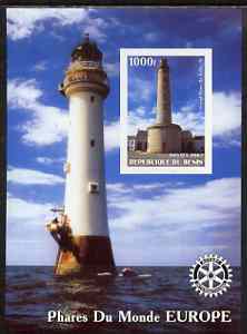 Benin 2003 Lighthouses of Europe imperf m/sheet #02 with Rotary Logo unmounted mint, stamps on lighthouses, stamps on rotary