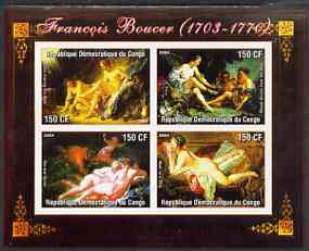 Congo 2004 Nude Paintings by Francois Boucher imperf sheetlet containing 4 values, unmounted mint, stamps on arts, stamps on nudes, stamps on boucher