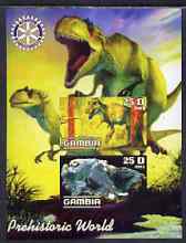Gambia 2003 Prehistoric World imperf sheetlet containing 2 values with Rotary logo, unmounted mint, stamps on dinosaurs, stamps on rotary