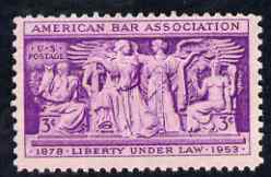 United States 1953 American Bar Association 3c unmounted mint, SG 1019, stamps on , stamps on  stamps on sculptures, stamps on  stamps on legal, stamps on  stamps on justice