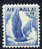United States 1954 American Bald Eagle 4c blue unmounted mint, SG A1066, stamps on birds, stamps on birds of prey, stamps on eagles