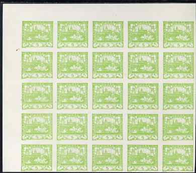 Czechoslovakia 1918-19 Hradcany Castle 5h yellow-green impressive imperf block of 20 on ungummed paper, SG5, stamps on castles