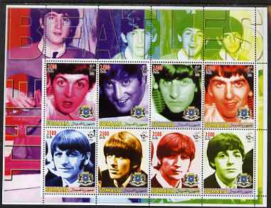 Somalia 2005 Beatles perf sheetlet containing set of 8 values unmounted mint. Note this item is privately produced and is offered purely on its thematic appeal, stamps on personalities, stamps on beatles, stamps on music, stamps on pops