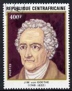 Central African Republic 1982 150th Death Anniversary of Goethe 400f (from Anniversaries set) superb cto used, SG 840, stamps on personalities, stamps on literature, stamps on poetry