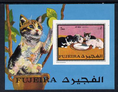 Fujeira 1970 Cats imperf m/sheet unmounted mint (Mi BL 34B) , stamps on animals, stamps on cats
