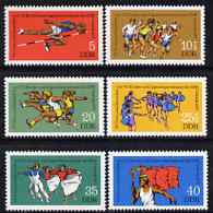 Germany - East 1977 Gymnastics & Athletic Meeting perf set of 6 unmounted mint, SG E1956-61, stamps on sport, stamps on athletics, stamps on gymnastics, stamps on high jump, stamps on running, stamps on hurdles, stamps on dance, stamps on dancing