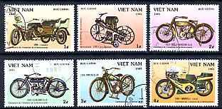 Vietnam 1985 Centenary of Motor Cycle perf set of 6 values only fine cto used, SG 828-33, stamps on motorbikes