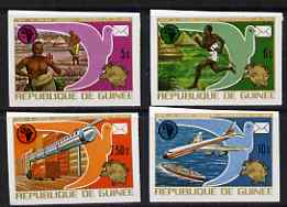 Guinea - Conakry 1974 Centenary of UPU imperf set of 4 from a limited printing unmounted mint as SG 858-61, stamps on railways, stamps on postal, stamps on boeing, stamps on  upu , stamps on aviation, stamps on ships, stamps on transport