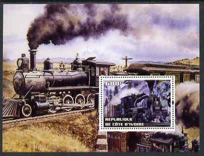 Ivory Coast 2004 Classic Locomotives #4 perf m/sheet unmounted mint, stamps on railways