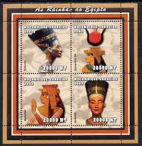 Mozambique 2002 Queens of Egypt perf sheetlet containing 4 values unmounted mint (4 x 20,000 MT) Yv 2030-33, stamps on personalities, stamps on royalty, stamps on egyptology