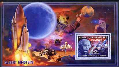 Guinea - Conakry 2006 Albert Einstein perf s/sheet #1 containing 1 value (Space Shuttle & Hubble Telescope) unmounted mint Yv 319, stamps on personalities, stamps on einstein, stamps on maths, stamps on physics, stamps on nobel, stamps on science, stamps on judaica, stamps on shuttle, stamps on telescopes, stamps on personalities, stamps on einstein, stamps on science, stamps on physics, stamps on nobel, stamps on maths, stamps on space, stamps on judaica, stamps on atomics