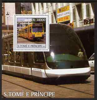 St Thomas & Prince Islands 2003 Trams perf s/sheet containing 1 value unmounted mint Mi BL463, Sc 1572, stamps on transport, stamps on trams