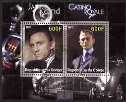 Congo 2007 James Bond - Casino Royale perf s/sheet #2 fine cto used , stamps on films, stamps on cinema, stamps on  spy , stamps on movies, stamps on aston martin, stamps on 