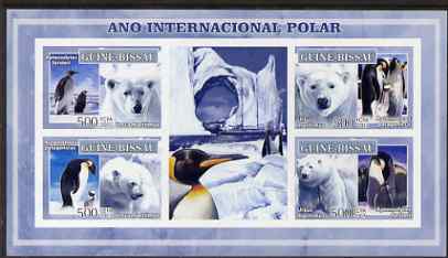 Guinea - Bissau 2007 International Polar Year - Penguins & Bears imperf sheetlet containing 4 values & 2 labels unmounted mint, stamps on polar, stamps on birds, stamps on penguins, stamps on bears