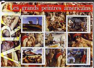 Comoro Islands 2005 Paintings (Great Americans) large imperf sheetlet containing 5 values unmounted mint, stamps on arts, stamps on lighthouses, stamps on 