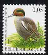 Belgium 2002-09 Birds #5 Teal 0.05 Euro unmounted mint SG 3693c, stamps on birds, stamps on teals, stamps on ducks