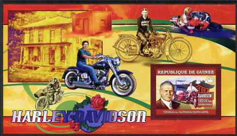 Guinea - Conakry 2006 Harley Davidson Motorcycles #4 - William Davidson perf s/sheet unmounted mint , stamps on motorbikes, stamps on personalities