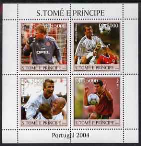 St Thomas & Prince Islands 2004 Football perf sheetlet containing 4 values unmounted mint, Mi 2569-72, stamps on football