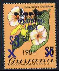Guyana 1984 Surcharged $3.60 on $5 (blue surch) on Royal Wedding overprint unmounted mint, SG 1360, stamps on royalty, stamps on diana, stamps on charles, stamps on flowers