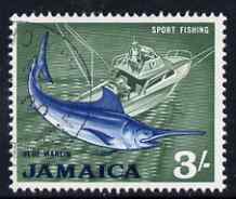 Jamaica 1964-68 Blue Marlin (Sport Fishing) 3s fine cds used SG229, stamps on fish, stamps on fishing, stamps on sport, stamps on ships