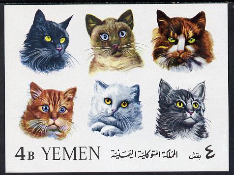 Yemen - Royalist 1965 Cats imperf m/sheet unmounted mint, Mi BL22 , stamps on , stamps on  stamps on animals  cats