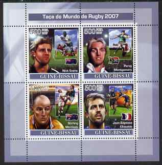 Guinea - Bissau 2007 Rugby World Cup perf sheetlet containing 4 values unmounted mint , stamps on sport, stamps on rugby
