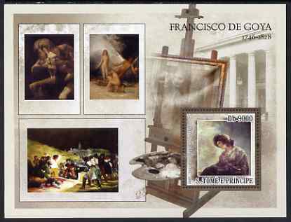 St Thomas & Prince Islands 2007 Paintings by Goya perf deluxe s/sheet containing 1 value unmounted mint , stamps on arts, stamps on goya