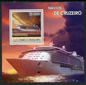 St Thomas & Prince Islands 2007 Cruise Ships - Freedom of the Seas perf deluxe s/sheet containing 1 value unmounted mint , stamps on , stamps on  stamps on ships