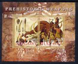 Malawi 2008 Prehistoric Weapons imperf sheetlet containing 2 values unmounted mint, stamps on dinosaurs, stamps on mammoths, stamps on elephants