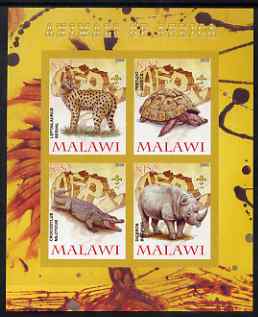 Malawi 2008 Animals of Africa #3 imperf sheetlet containing 4 values, each with Scout logo unmounted mint, stamps on animals, stamps on reptiles, stamps on tortoises, stamps on crocodiles, stamps on rhinos, stamps on scouts