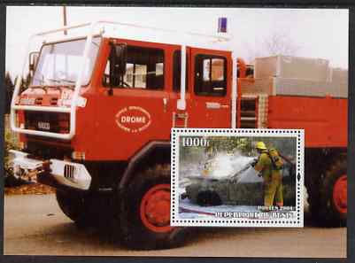 Benin 2004 Fire Engines #1 perf m/sheet unmounted mint, stamps on fire